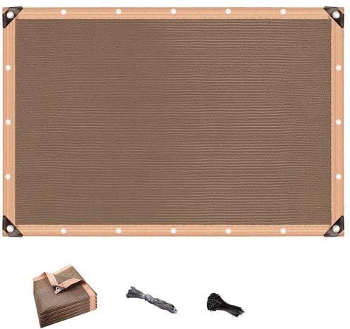 Telo parasole con occhielli 95% blocco UV Moka 6 x 10 m per esterni per serra patio resistente al sole tessuto rete copertura tetto pergola copertura ombra