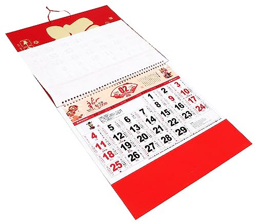 VILLFUL Calendrier Suspendu Traditionnel Style Chinois Décoration Murale Mensuelle Pour Maison Et Bureau