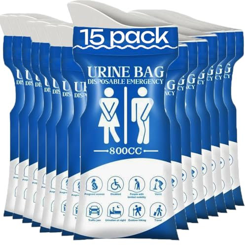 15 Pezzi Orinatoio Portatile Donna,WC Da Auto,Wc Portatile Sac,800ml Urinatoio Femminile Portatile,Pappagallo Urina Uomo Adatto a Uomini,Donne Incinte,Pazienti,Bambini,Viaggi,Auto,Campeggio,Escursioni