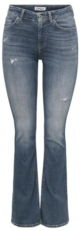 ONLY Mid Waist Flared Onlblush DNM Rea1099 Taille évasée, Bleu Moyen (Denim Bleu Moyen), XL / 30L Femme