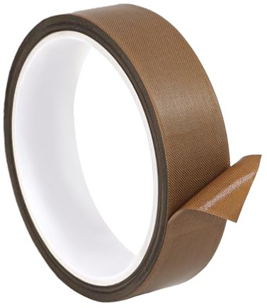 MISIQIMA Teflonband, 25MM × 10M Hitzebeständiges Klebeband, Hohe Temperaturbeständigkeit Bis 300 °C, PTFE Band für Manuelle Versiegelungsgeräte, Impulsversiegelungsgeräte