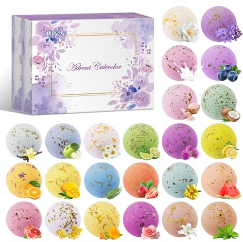 Adventskalender 2026 für Frauen, 24 Tage Weihnachts Adventskalender für Teenager Mädchen, 24 verschiedene natürliche Düfte Badebomben, Perfekte Geschenkset für Mama, Ehefrau, Freundin, Schwester, sie