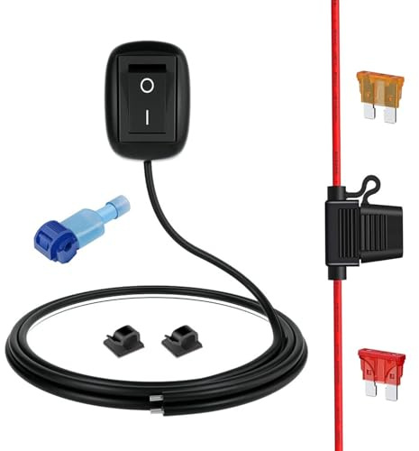 Gebildet Interrupteur à Bouton Poussoir SPST 12V-220V/10A avec Fil de 1m, Interrupteur Marche/Arrêt en Forme de Goutte d'eau avec Porte-Fusible pour Feux de Brouillard, Néons et Barres Lumineuses LED