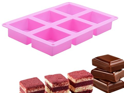 Hitburu Molde para Pasteles,Moldes De Magdalenas De Silicona 6 Cavidades Para Hacer Jabón - Utensilios para hornear y manualidades para galleta fondant jabón cera resina arcilla yeso