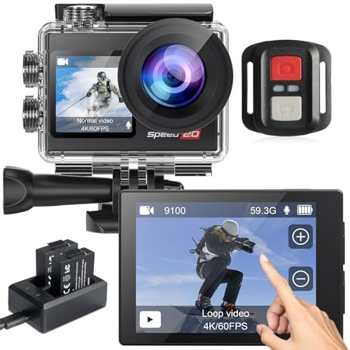Hiicam Speed 20 Action Camera Dural Screen 4K 60FPS Underwater Camera 131FT waterProof