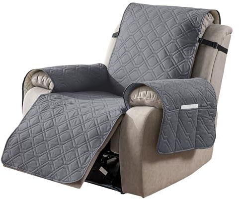 AYYDS Sesselschoner für Relaxsessel, Wasserdichter Fernsehsessel mit Taschen, Haustierfreundlich Sesselbezug, rutschfest Sesselüberwurf 1 Sitzer 60x230cm (Dunkelgrau)