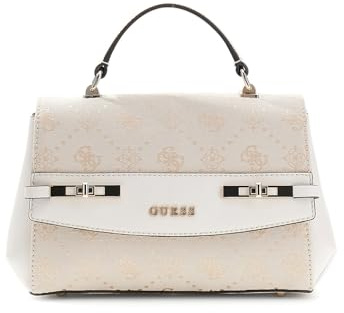 GUESS Rabat à poignée supérieure avec logo Melinda pour femme, Logo blanc cassé, taille unique