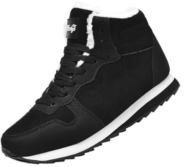 Bottes d'hiver doublées pour homme - Bottes d'hiver doublées chaudes - Antidérapantes - Semelle plate - Bottes d'hiver thermiques pour les loisirs, le camping, Noir , 46 EU