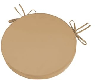Outdoor-Bistrostuhl-Kissen-Set, wasserdicht, rund, mit Bändern, 5 cm dick, Terrassenmöbelkissen, 48 cm Durchmesser, Khaki, 2 Stück