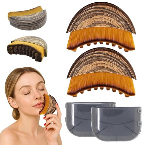 2 Stück Lymphatische Gesichtsbürste, Lymphbürsten Gesicht, Lymph Bürste Gesicht, Alpenfaser Gesichtsbürste, Für Empfindliche Haut Lymphdrainage Massagegerät Kontur Kinn Kiefer