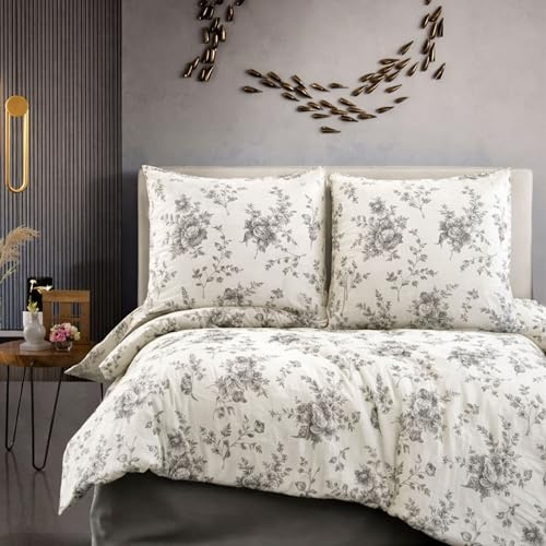 ZIRVEHOME Bettwäsche 135x200 cm. 4-teilig Set 100% Baumwolle Bettbezug 135x 200cm Kissenbezug 80x80cm Renforcé Bettwäsche-Sets 135x200 mit Reißverschluss, EvlaV1