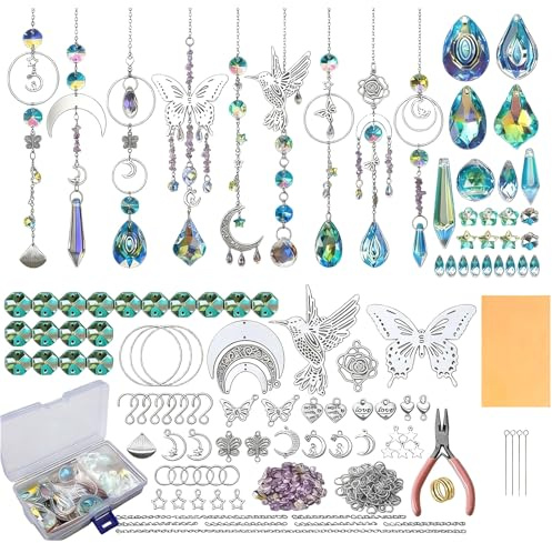 Dwitkul 400 Attrape-Soleil en Cristal, Kit de Loisirs Créatifs pour Fabriquer Soi-Même des Attrape-Soleil pour Les Mariages et Les Décorations de Sapin de Noël avec Perles de Cristal et Accessoires