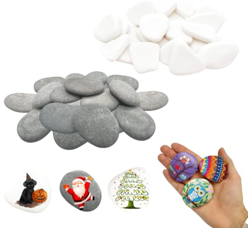 GZYYANG 20 Stück Steine zum Bemalen, 3-5cm DIY Gemälde Flache Steine | Glatte Oberfläche, Kieselsteine zum Bemalen für Malerei, Kunsthandwerk, Gartendekoration, Aquarium, Osterdeko