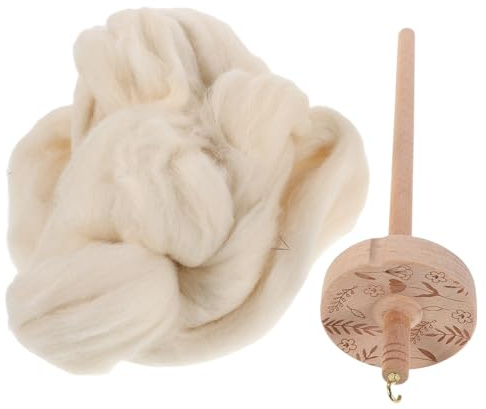 jojofuny Set di Strumenti per Filatura con Fuso a Caduta in Legno da 12,58 Pollici, Accessorio per Maglieria con Tensione Costante e Filatura Liscia per Hobbisti e Creatori Tessili