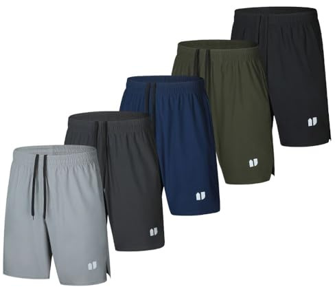 Bsrpolry Lot de 5 shorts de course à pied pour homme à séchage rapide pour jogging, shorts de sport pour homme avec poches et taille élastique