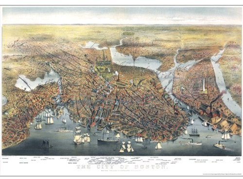 Framed-Boston 1873 Historical Map