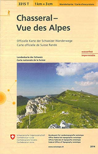3315T Chasseral - Vue des Alpes Carte d'excursions: Wanderkarte. Wasserfest (Wanderkarten 1:33 333)