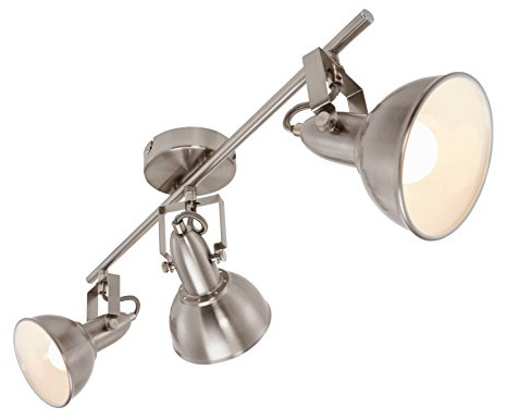BRILONER - Deckenleuchte, Deckenlampe 3 dreh-und schwenkbaren Spots im retro / vintage Design, Metall, E14, Satin-Weiß, 55.4 x 10 x 18.1 cm