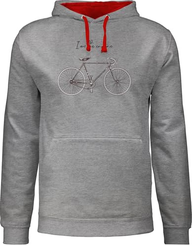 Shirtracer - Pullover Herren Frauen Hoodie Kontrast zweifarbig - Fahrrad Bekleidung Radsport - I am the Engine I Rennrad I Geschenk Radfahrer I Fahrradliebhaber I Cycling