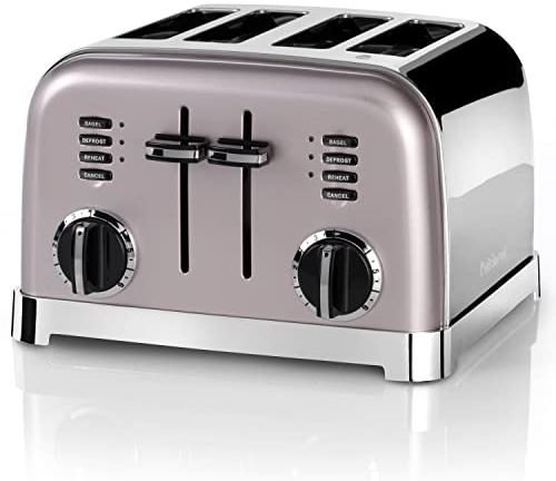 Cuisinart 4 slice toaster, Wide slots, ideal for thick bread and bagels, 6 browning levels plus defrost, Wide slots, High lift lever, Matching kettle available, Vintage Rose