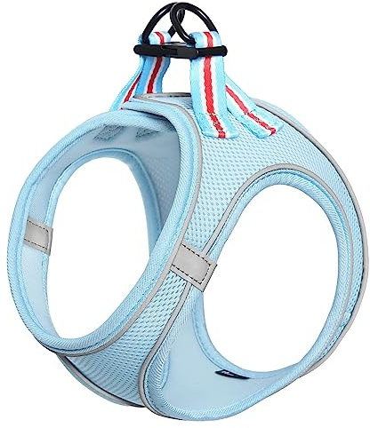 HEELE Dog Harness Small Dog Puppies Step-in Harness Soft Mesh Anti-Escape, Reflective Loop Harness Lightweight Comfortable for Training Walking Running, Blue, 2XS
