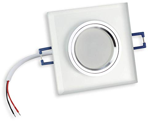 6x LED Einbaustrahler Set matt - eckig aus Glas 9 Watt neutralweiß 230V - GU10 Einbauleuchte 60mm Bohrloch Einbau-Spot Decken-Strahler Deckeneinbaustrahler Deckeneinbauleuchte