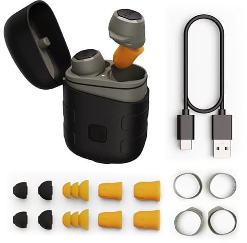 Elgin Rebel True Wireless Earbuds, 31 dB Noise Reduction Bluetooth Headphone, Noise Isolating Mic, 12+ Hour Battery Life, IP65 Water Resistant, OSHA Compliant Hearing Protection for Work