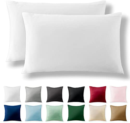 Alreya 2er-Set Renforcé Kissenbezug 50 x 75 cm - 100% Baumwolle mit Reißverschluss, Superweicher Kopfkissenbezug 50x75, Kissenhülle, Weiß, nur Kissenbezug