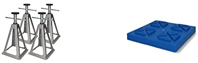 cartrend Caravan Stützbock, 4er Set, Aluminium, bis 900 Kg belastbar & Caravan stapelbare Basisplatten, Unterlegplatten, Stützplatten, für Camping Stützböcke und Kurbelstütze, 4 Stück