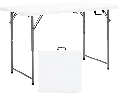 GOPLUS Klappbarer Campingtisch, Gartenklapptisch aus Eisenrohr & HDPE mit Griff, 3-Fach höhenverstellbarer Klapptisch geeignet als Esstisch, Aktivitätstisch und Spieltisch (Picknicktisch)