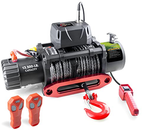 GRIPWAY 15000 libbre impermeabile elettrico nero sintetico verricello corda con Hawse Fairlead, maniglia cablata e 2 telecomando senza fili