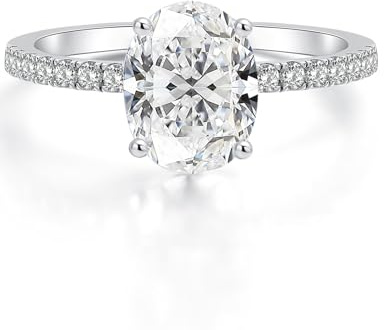Oivley 2CT Oval Engagement Rings for Women Sterling Silver Rings with 18K White Gold Plated Cubic Zirconia Wedding Rings for Women Promise Rings for Her-70