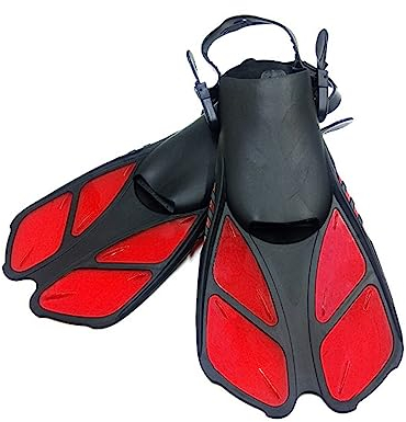 YIORYO Lange Tauchflossen, weiche Tauchflossen mit offenem Absatz, TPR-Slip-On-Typ, rote Schwimmflossen for Schnorcheln for Taucher for Sommertauchen (Size : S/M)
