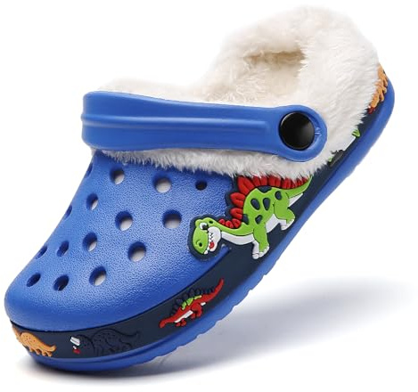 SECHRITE Zoccoli Imbottiti per Bambini Inverno Pantofole da Giardino Bambini Ragazzi Ragazze Scarpe Antiscivolo Calde Scarpe da Giardino in Gomma Zoccoli Invernali con Pelliccia Imbottitura Pantofole