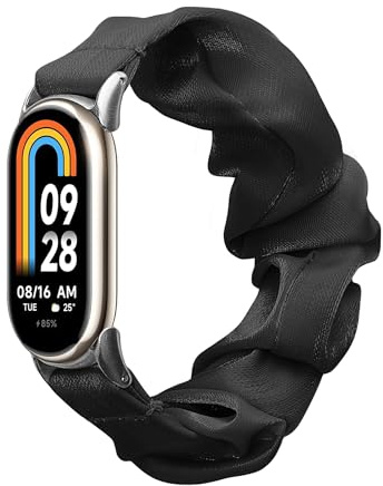 kwmobile Ersatz Armband kompatibel mit Xiaomi Mi Band 10 / Mi Band 9/8 - Smartwatch Scrunchie Haargummi Design Schwarz - Innenmaße 14-19 cm
