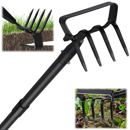 PoPoHoser Garden Hoe Weeding Tool, Heavy Duty 73 Long Handle Stirrup Hoe Cultivator, 2 in 1 Action Scuffle Hula Push Pull Hoe Manual Weeder for Gardening Landscaping Loosening Soil Removing Grass
