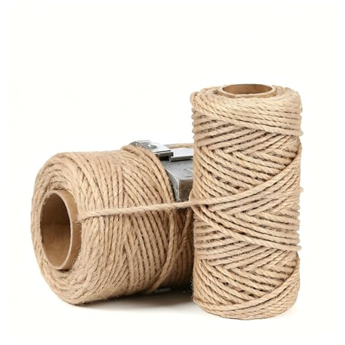 Juteseil, 3 mm dickes, gedrehtes Manila-Seil, Tauziehen, natürliches strapazierfähiges Hanfseil für Schaukelbett, Handwerk, Geländer, Tauziehen, Heimdekoration (180 m, 3 mm)