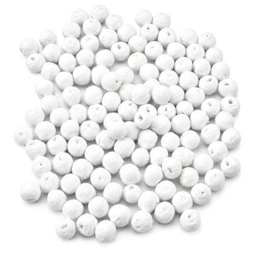 SPUNNYS Lot de 100 boules blanches en papier Ø 6 mm, très petites boules à peindre et décorer pour fleurs en papier, baies décoratives, miniatures, ornements et loisirs créatifs