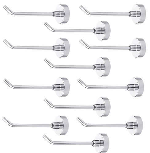 XIHIRCD 12st Magnetische Haken, 0,77kg Belastbar Magnethaken für Aufhängen 7,6cm Lang Abnehmbar Magnethaken Kreuzfahrt für Kreuzfahrtkabinen Handtuch Grill (Silber)