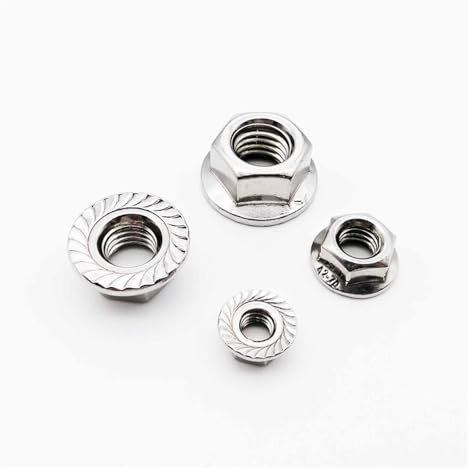 YZADSXCL 5/10/25/50 Stück M3 M4 M5 M6 M8 M10 M12 Edelstahl Sechskant-Sechskantkopf gezahnte Spinlock-Flanschmutter Kontermutter Kontermutter (Size : M8 10pcs)