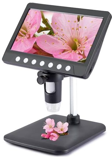 Koolertron Mikroskop Digital, 1080P HD 1000X Mikroskop, USB Mikroskop Mikroskoplupe für Leiterplattenreparatur, Löten von PCB-Münzen, für Erwachsene/Kinder,mit SD Card (7 Zoll)