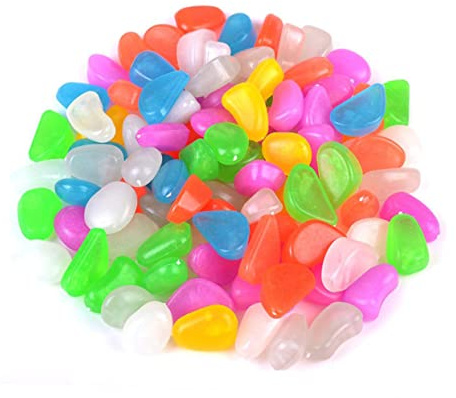 COLLBATH 100 Piedras Luminosas de Guijarros para Peceras Pigmento Fotoluminiscente y Resina, Decoración Brillante para Acuarios y Jardines Color Aleatorio