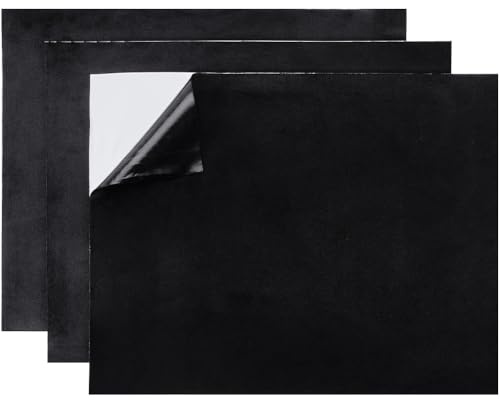 GORGECRAFT 3pz Autoadesivo Velluto Tessuto Divano Riparazione Patch Velluto Microfibra Flanella Divano Riparazione Patch per Tappezzeria Mobili Loveseat Sedili Auto Sedia da Ufficio (Nero)