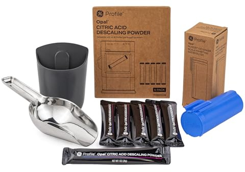 GE Profile Kit di aggiornamento opale per macchina del ghiaccio Nugget, include paletta in acciaio inox + supporto magnetico, filtro anti-incrostazione, kit da 6 polveri anticalcare
