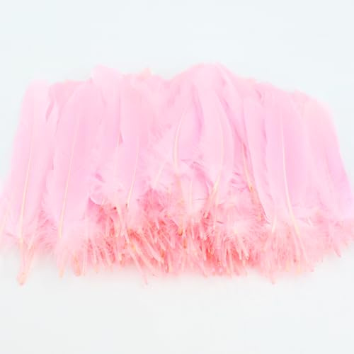 200 PCS Pink Feathers for Crafts, 12.5-15cm Colorful Feathers, Fluffy Feather Natural Goose Feathers for DIY Handmade Crafts Gift Box Filling Decoration Wedding Home Party Ornament (Pink)