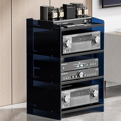 mueble equipo hifi Sistemas Estéreo De Bastidor De Alta Fidelidad, Gabinete De Componentes De Audio/vídeo Con Soporte Multimedia De 4 Niveles Con Estante Ajustable - Para Reproductores De DVD Receptor