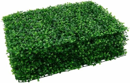 JF HOME BLISS 6PCS Artificial Hedge Plant Panels 40 x 60cm Grass Plant Wall Panels Green Privacy Living Wall Fence Screening Home Garden Spring Leaf Backdrop for Indoor Outdoor