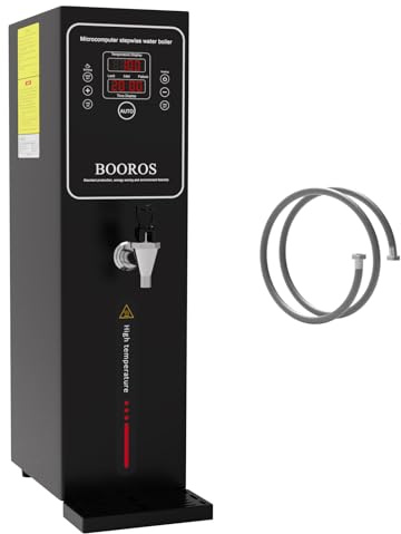 BOOROS 15L Commercial Water Boiler, 3000W, 38L/Hour Step Heating | Auto Fill, 24h Timer & Preset, 40–100°C Temperature Control, Black, 220–240V, Ideal for Restaurant, Hotel & Office
