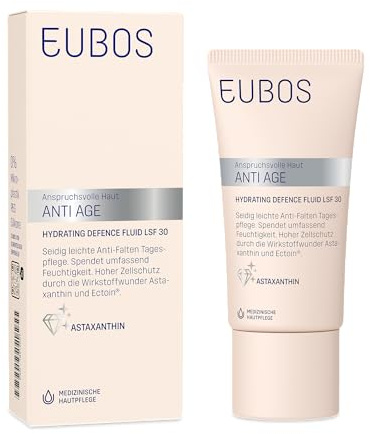 EUBOS ANTI AGE HYDRATING DEFENCE FLUID LSF 30 50ml | – Anti-Aging Gesichtscreme mAstaxanthin & Hyaluron, 72h Feuchtigkeit & Zellschutz, Schutz vor UV-Strahlen & freien Radikalen