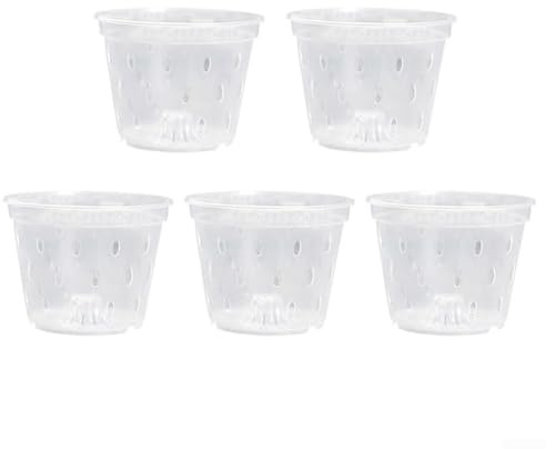 Zoegneer Orchideentöpfe aus Kunststoff, 17,8 cm, transparent, mit Drainagelöchern, für Zimmerpflanzen und Umtopfen, 5 Stück